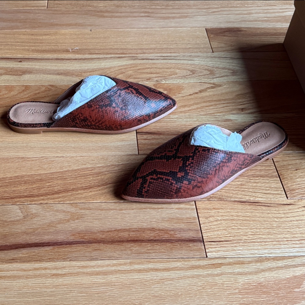 NWT Madewell Brown Snake Print Mules - Picture 4 of 5